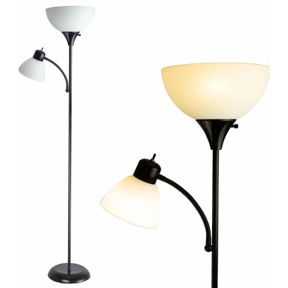 Newhouse Lighting 71 in. Torchiere William Standing‎ Floor Lamp in Black Color